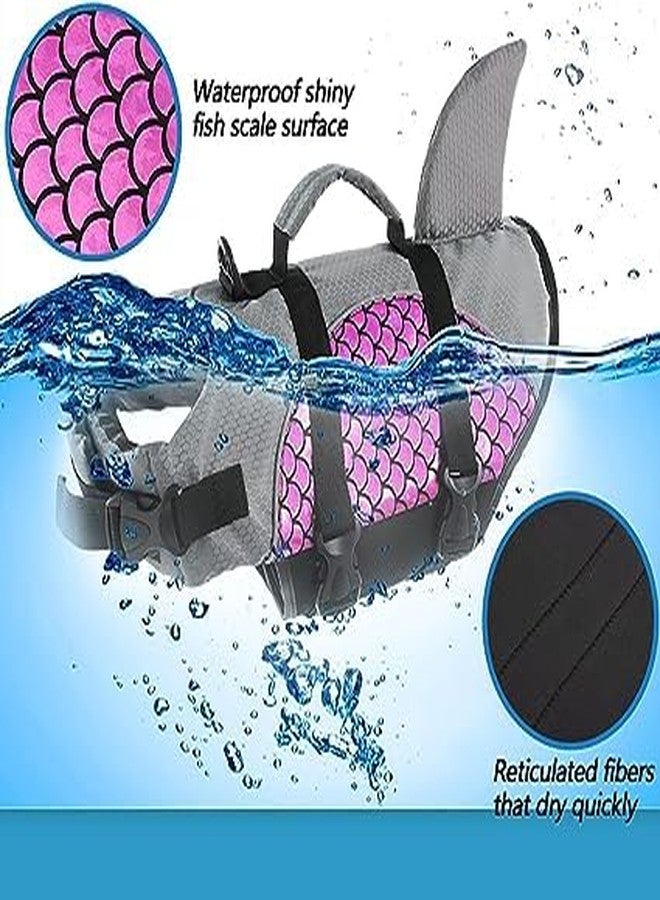 VBM سترة نجاة للكلاب من VBM، بتصميم زعنفة القرش، سترة أمان للكلاب مع طفو عالٍ ومقبض إنقاذ للسباحة، وحمام السباحة، والشاطئ، وركوب القوارب، سترة نجاة قابلة للتعديل مقاومة للتمزق للكلاب الصغيرة والمتوسطة (صغير، وردي) - Image 2